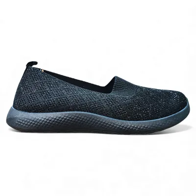 Zapatilla Mujer Mesh Black Ecoflex Confort Diario New Walk