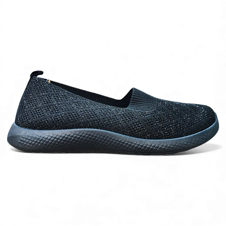Zapatilla Mujer Mesh Black Ecoflex Confort Diario New Walk