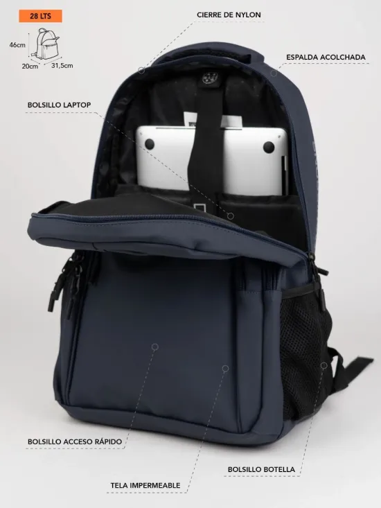 Mochila 5AM176-MC Liso Navy Maui - Imagen 8