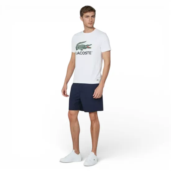 Polera Hombre Blanca Con Logo Frontal Algodón Lacoste - Imagen 4