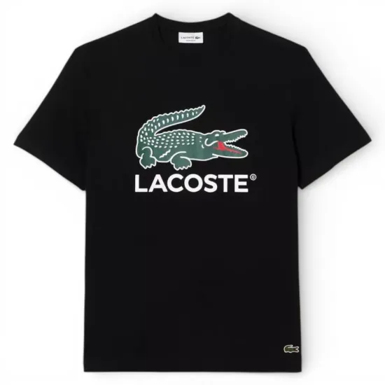 Polera Hombre Negra Con Logo Central Lacoste - Imagen 3