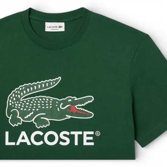 Polera Hombre Verde Con Logo Central Lacoste - Imagen 4