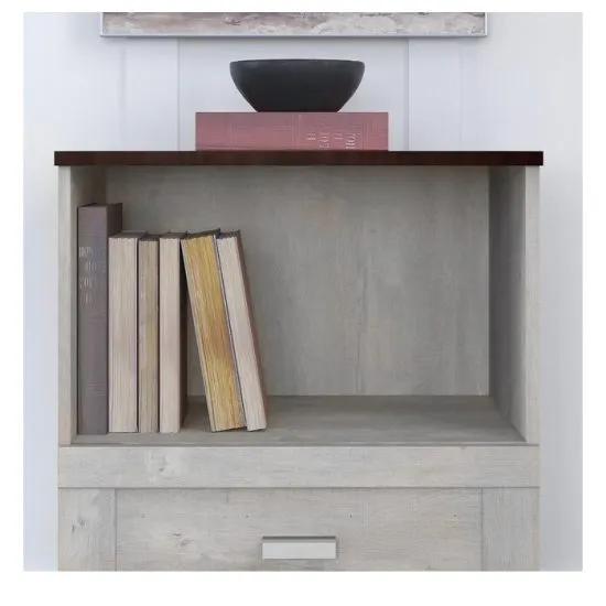 Escritorio Esquinero Con Gabinete Roble Blanco Msa - Imagen 2