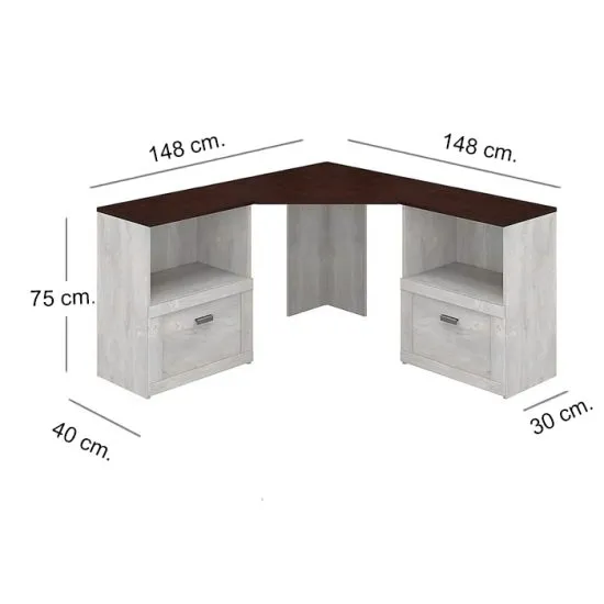 Escritorio Esquinero Con Gabinete Roble Blanco Msa - Imagen 3
