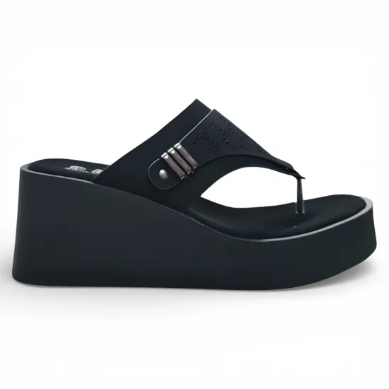 Sandalia Mujer Negra Plataforma Alta Diseño Calado Bonny Franco - Imagen 2