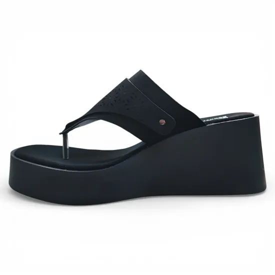 Sandalia Mujer Negra Plataforma Alta Diseño Calado Bonny Franco - Imagen 5