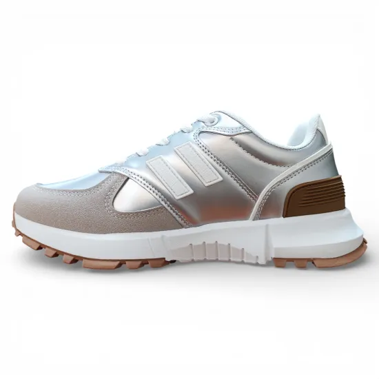 Zapatilla Mujer Urbana Plateada Diseño Deportivo Everix - Imagen 4