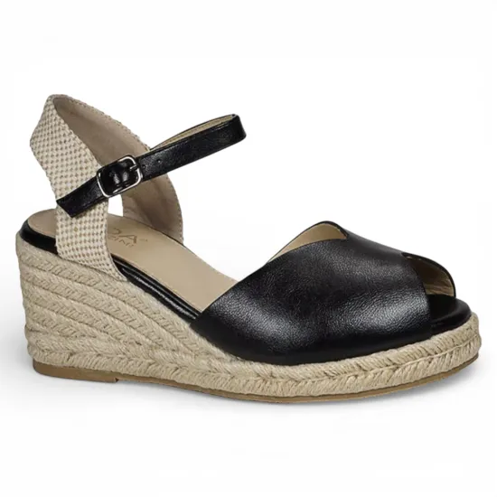 Sandalia Mujer Plataforma Yute Negra Benedicta Begoña - Imagen 2