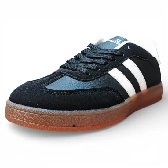 Zapatilla Mujer Negra Franjas Blancas Suela Caramelo Everix - Imagen 3