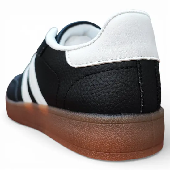 Zapatilla Mujer Negra Franjas Blancas Suela Caramelo Everix - Imagen 4