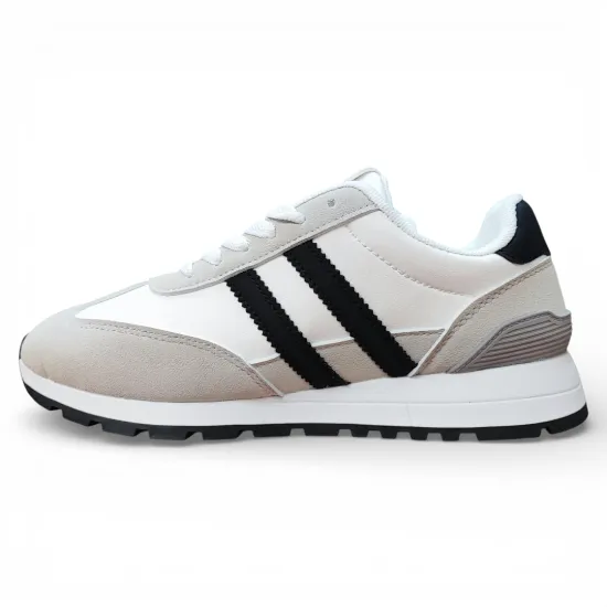 Zapatilla Mujer Blanca Urbana Franjas Negras Everix - Imagen 2