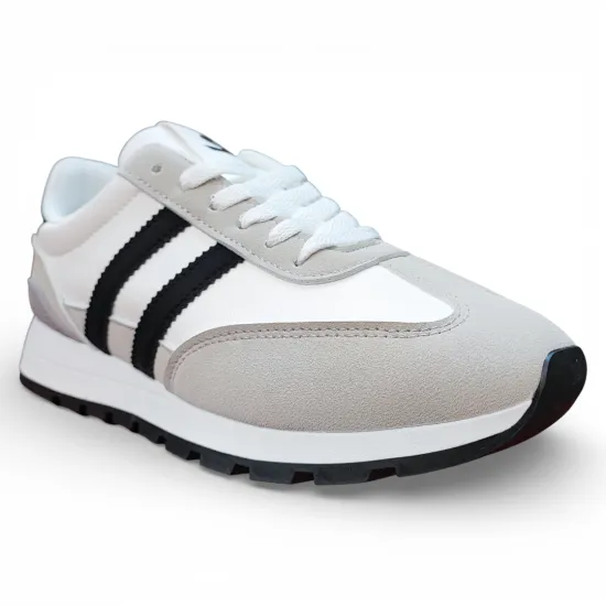 Zapatilla Mujer Blanca Urbana Franjas Negras Everix - Imagen 3