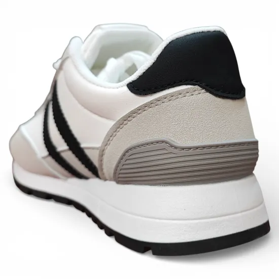 Zapatilla Mujer Blanca Urbana Franjas Negras Everix - Imagen 4