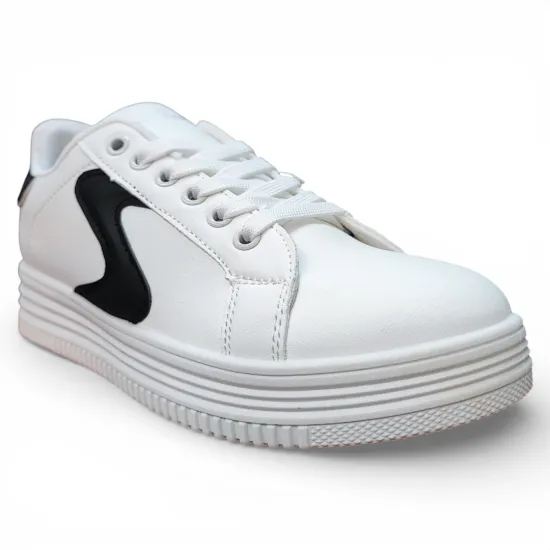 Zapatilla Mujer Blanca Plataforma Urbana Detalle Negro Everix - Imagen 2