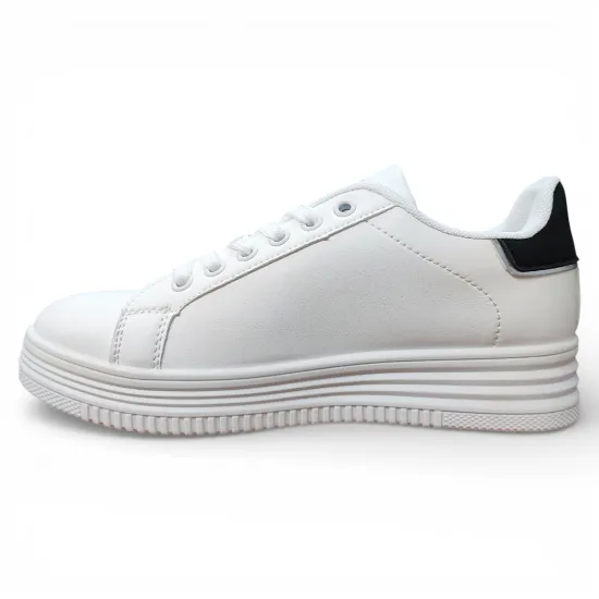 Zapatilla Mujer Blanca Plataforma Urbana Detalle Negro Everix - Imagen 4