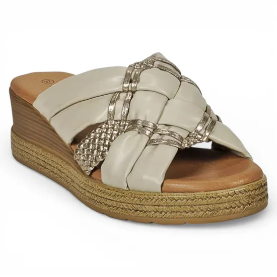 Sandalia Mujer Plataforma Baja Beige Yaimara Begoña - Imagen 3