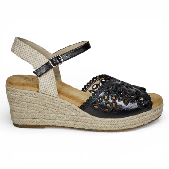 Sandalia Mujer Plataforma Yute Negra Adhara Begoña - Imagen 3