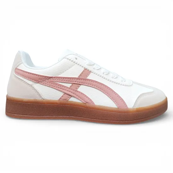 Zapatilla Mujer Blanca Urbana Detalle Rosado Everix - Imagen 2