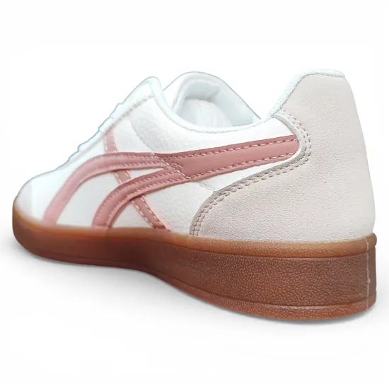 Zapatilla Mujer Blanca Urbana Detalle Rosado Everix - Imagen 5