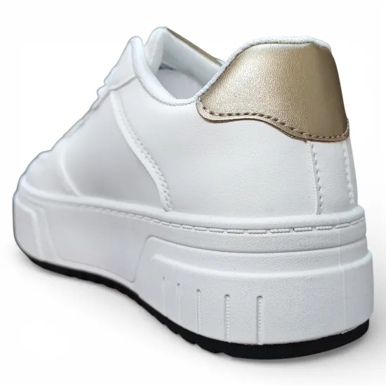 Zapatilla Mujer Blanca Plataforma Detalle Dorado Everix - Imagen 5