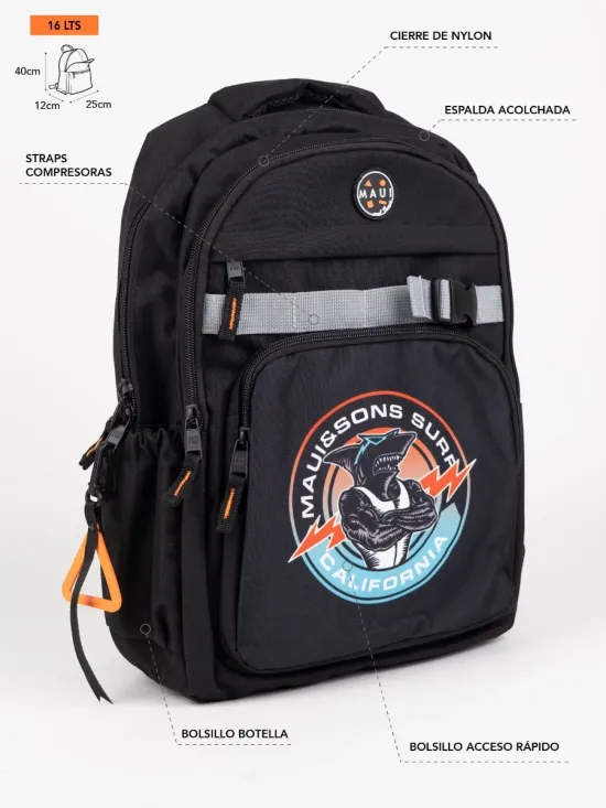Mochila Wavelet 16 Litros Negra Maui - Imagen 5