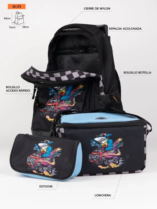 Mochila Con Ruedas + Lonchera + Estuche Maui - Imagen 5