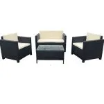 Set Terraza de 4 Piezas Sunset Black Rattan El Container