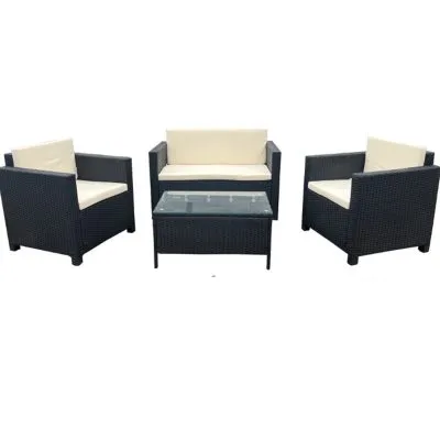 Set Terraza de 4 Piezas Sunset Black Rattan El Container