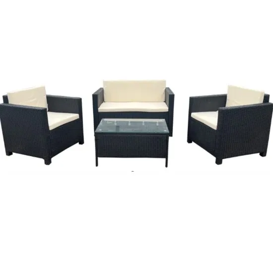 Set Terraza de 4 Piezas Sunset Black Rattan El Container