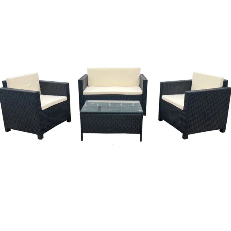 Set Terraza de 4 Piezas Sunset Black Rattan El Container