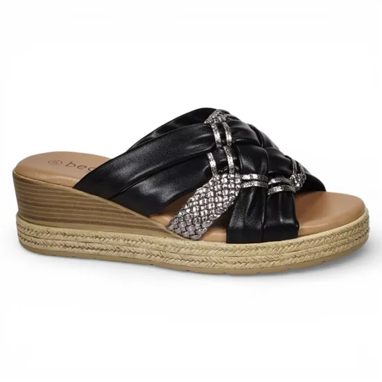 Sandalia Mujer Plataforma Baja Negra Yaimara Begoña