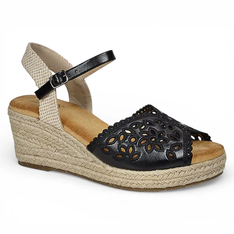 Sandalia Mujer Plataforma Yute Negra Adhara Begoña