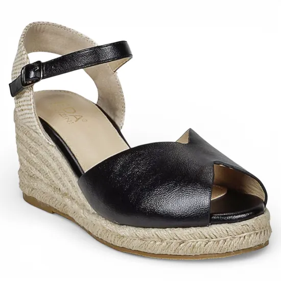 Sandalia Mujer Plataforma Yute Negra Benedicta Begoña