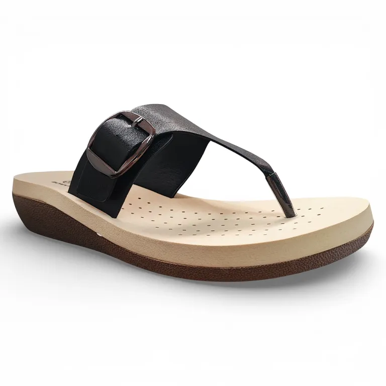 Sandalia Mujer Negra Plataforma Confort Hebilla Bonny Franco