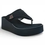 Sandalia Mujer Negra Plataforma Alta Diseño Calado Bonny Franco