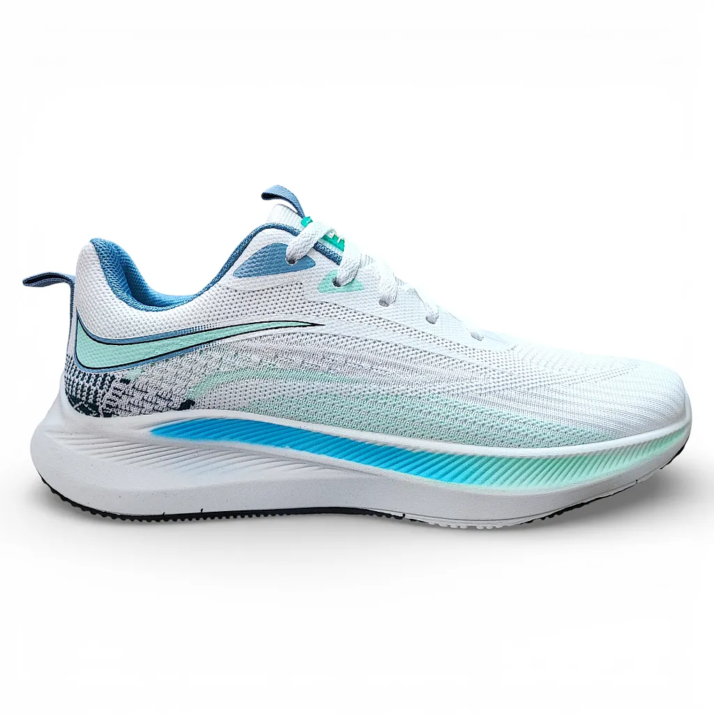Zapatilla Hombre Running Ligera Blanco Azul New Walk
