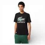 Polera Hombre Negra Con Logo Central Lacoste