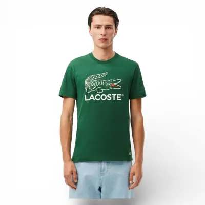 Polera Hombre Verde Con Logo Central Lacoste