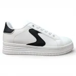 Zapatilla Mujer Blanca Plataforma Urbana Detalle Negro Everix