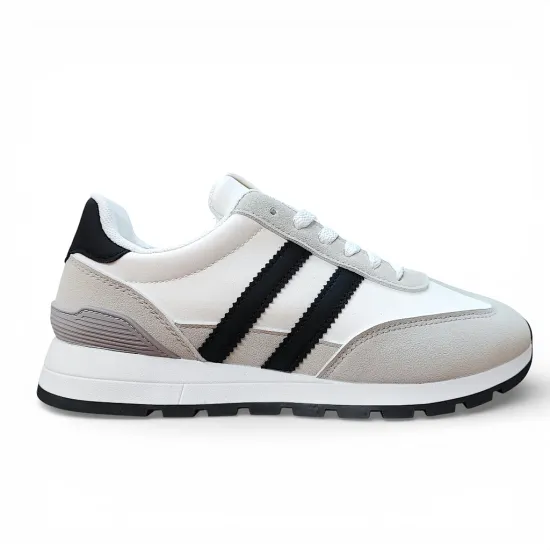 Zapatilla Mujer Blanca Urbana Franjas Negras Everix