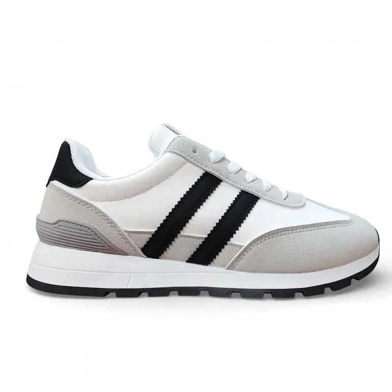 Zapatilla Mujer Blanca Urbana Franjas Negras Everix