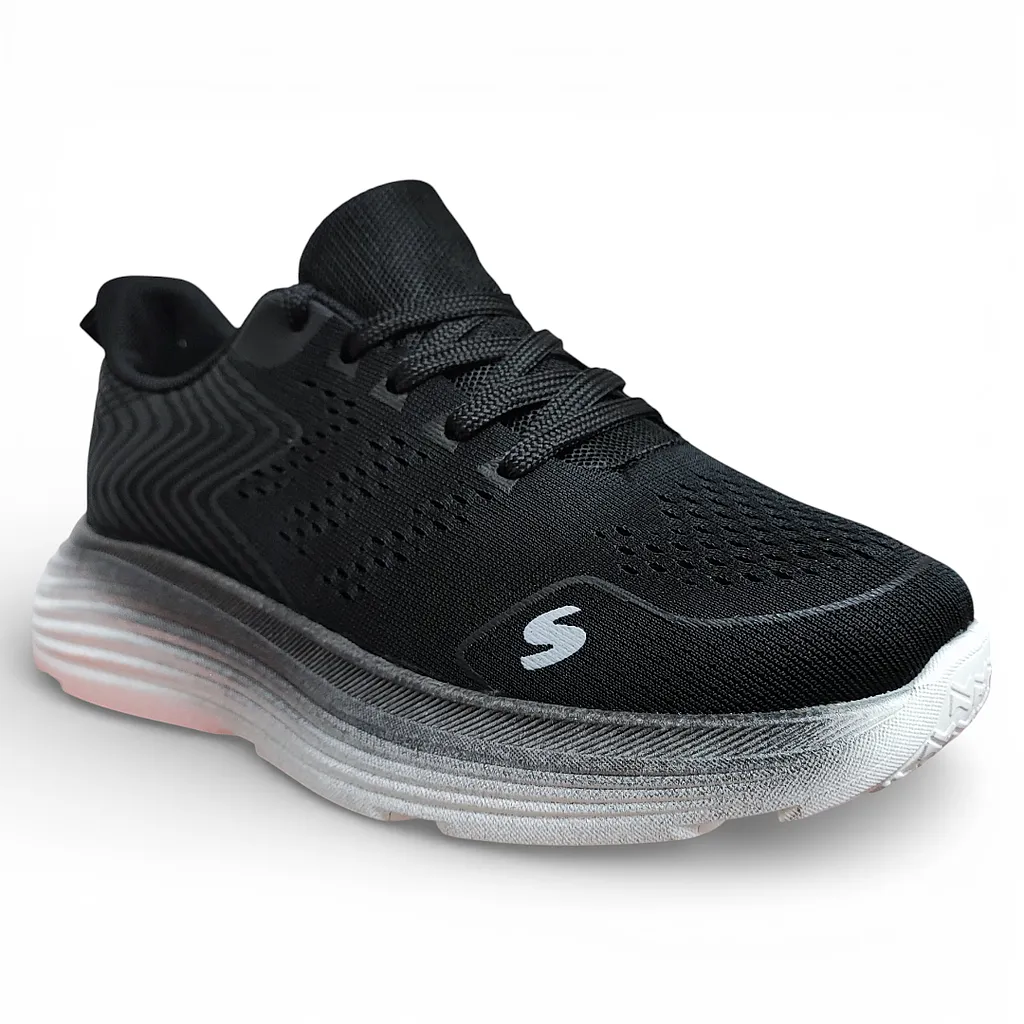 Zapatilla Mujer Negra Malla Deportiva Plataforma Everix