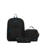 Set mochila + estuche + lonchera Triple Pack negro-azul