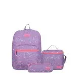 Set mochila + estuche + lonchera Triple Pack morado Xtrem