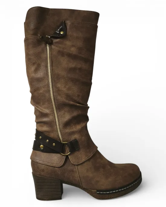 Bota Mujer Bruna Taupe Hebilla Bonny Franco