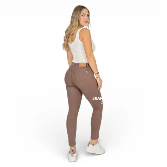 Jeans Skinny Café Tiro Alto Ferrari Divine - Imagen 2