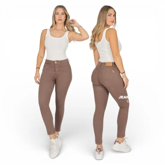 Jeans Skinny Café Tiro Alto Ferrari Divine - Imagen 3