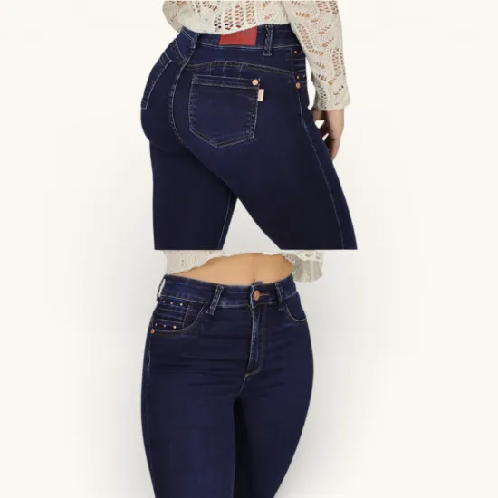 Jeans Skinny Azul Oscuro Tiro Alto Sarah Divine - Imagen 3
