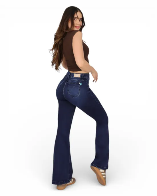 Jeans Flare Azul Oscuro Tiro Alto Mustang Divi - Imagen 3