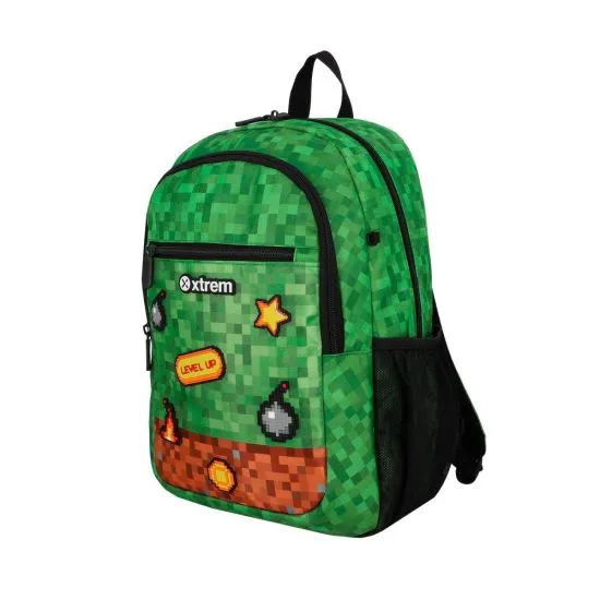 Mochila Escolar Logan 6XT Verde Pixels Xtrem - Imagen 3